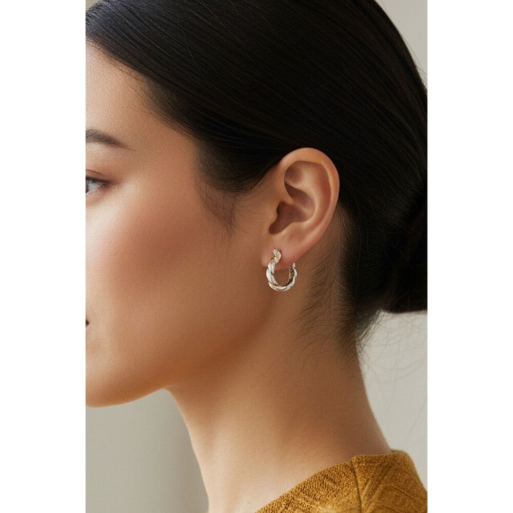 PAJ 925 Gold Plated Sterling Silver Round Hoop Earrings Classic Latchback MCM